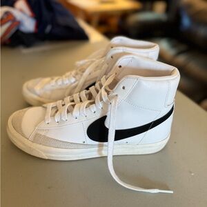 Nike White and Black High-Top Sneakers